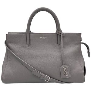 Saint Laurent Small Cabas Rive Gauche Grey Leather Tote Crossbody Bag